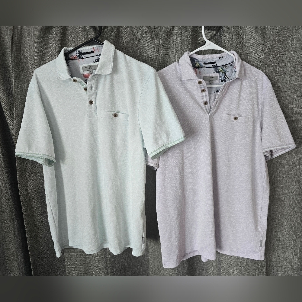 Ted Baker Set Of 2 Mens Pastel Short Sleeve Golf Polos Size 5 (L)